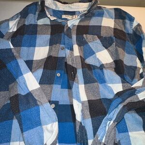 Casual Blue Plaid Button-Down Shirt for Men
